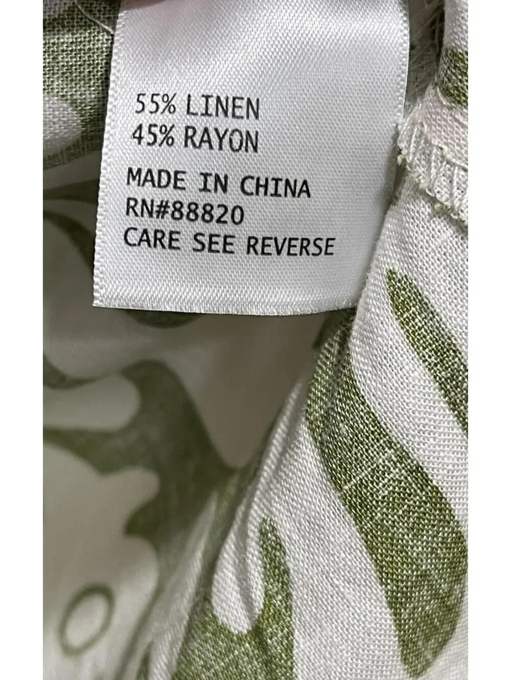 Christian Siriano Linen Blend Top Women’s Green White Geometric Print Ruffle S - Picture 4 of 5